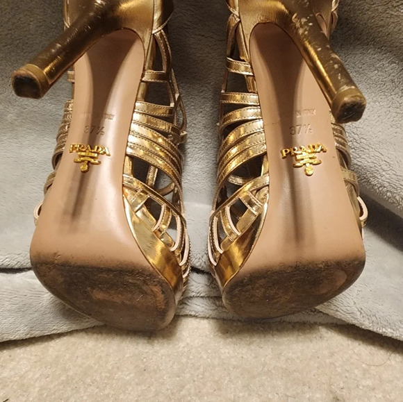 Prada Rose Gold Caged Sandals size EU 37.5 authentic - Picture 5 of 8